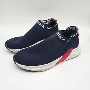 Nautica Navy Slip On Sneakers Men’s Size 7 Red White Zipper Athletic Casual